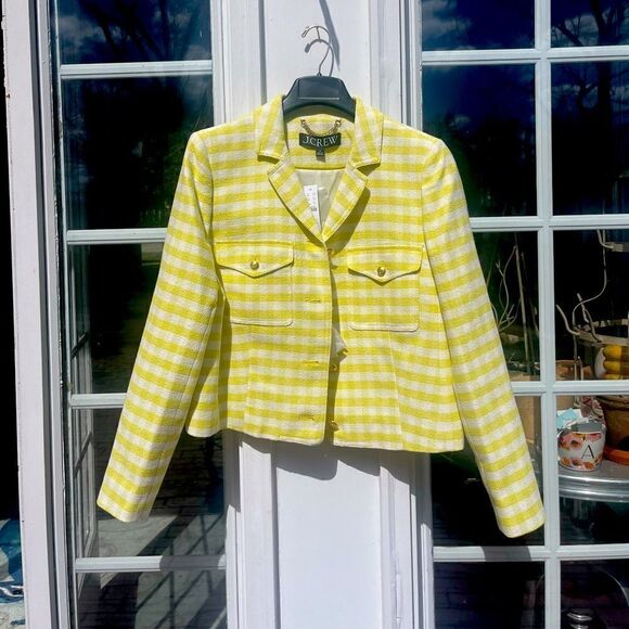 J Crew Collared Lady Jacket in Gingham Terry Tweed NWT - Picture 7 of 11